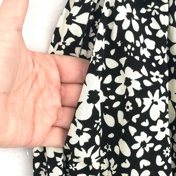 Vero Moda Maxi Slit Skirt Women L Black White Floral Print with Pockets - Picture 4 of 14